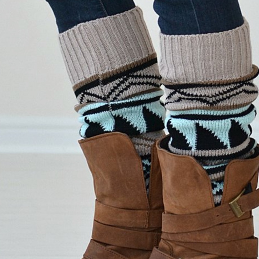 Oatmeal Geometric Leg Warmers